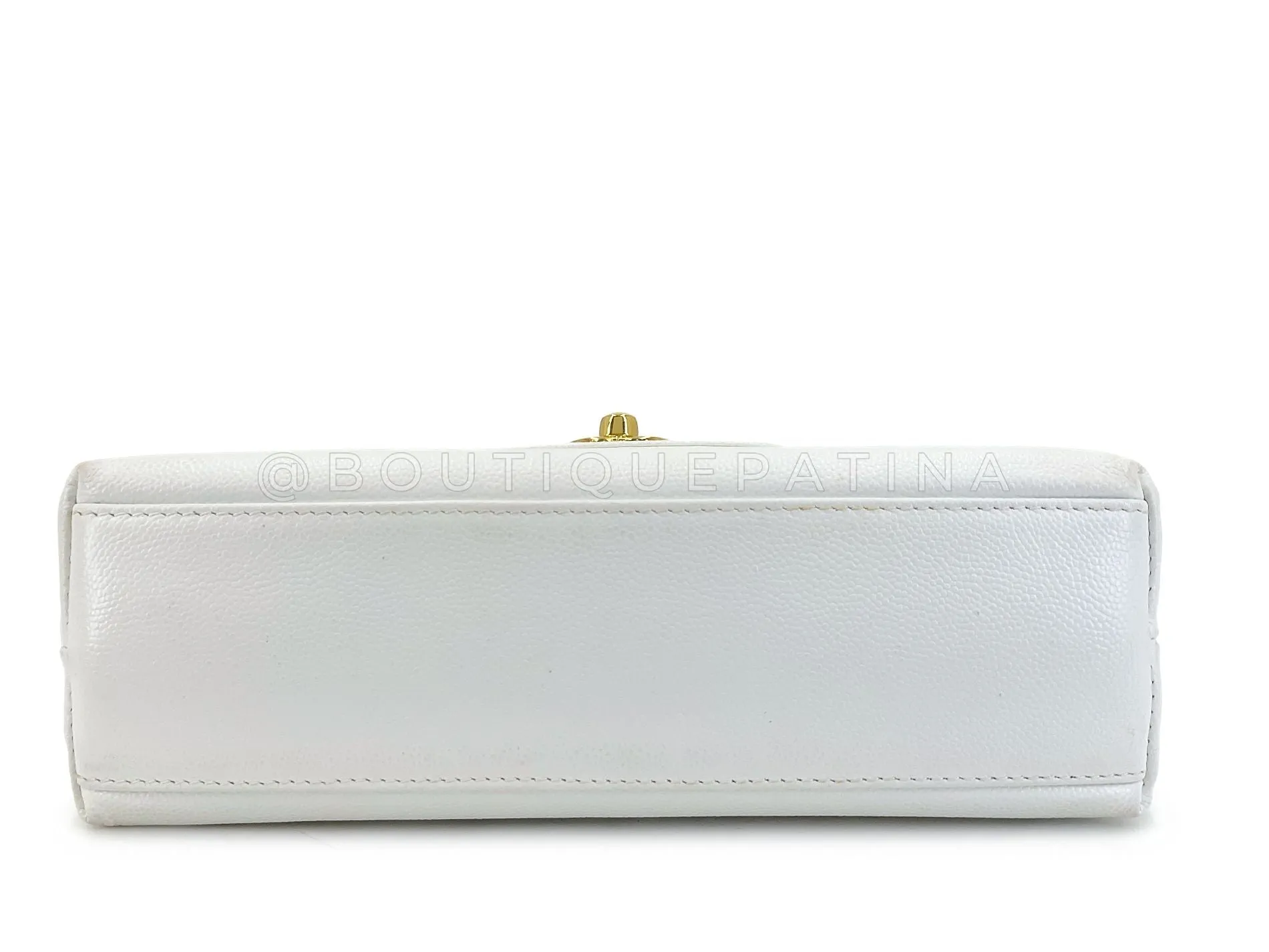 Chanel 1997 Vintage White Caviar Mini Kelly Evening Bag 24k GHW CEX