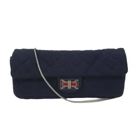 CHANEL - 2008 Paris London Union Jack - Navy Blue Flap Clutch / Shoulder Bag