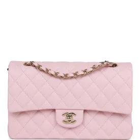 Chanel Medium Classic Double Flap Bag Light Pink Caviar Light Gold Hardware