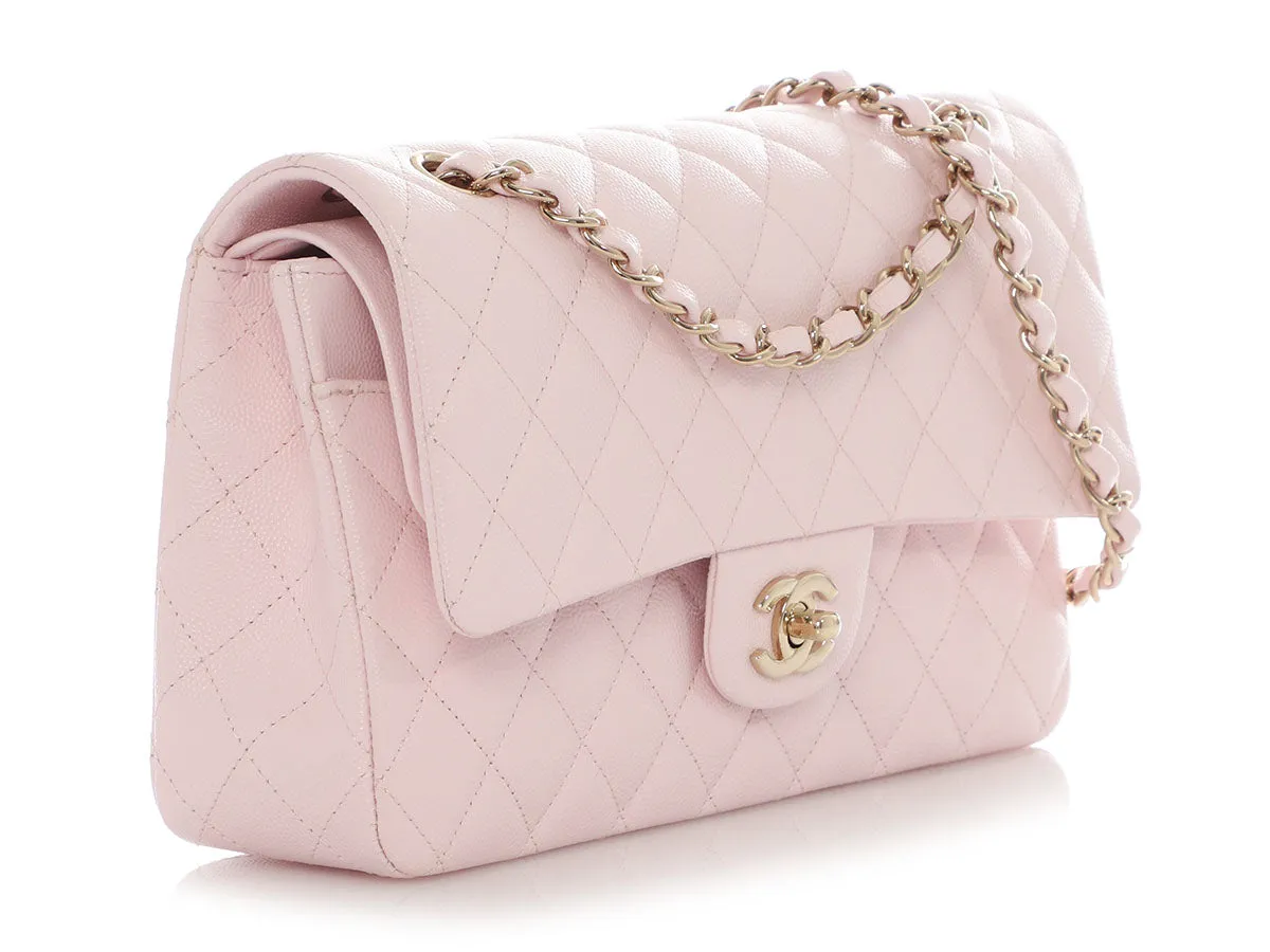 Chanel Medium/Large Light Pink Shiny Caviar Classic Double Flap