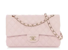 Chanel Medium/Large Light Pink Shiny Caviar Classic Double Flap