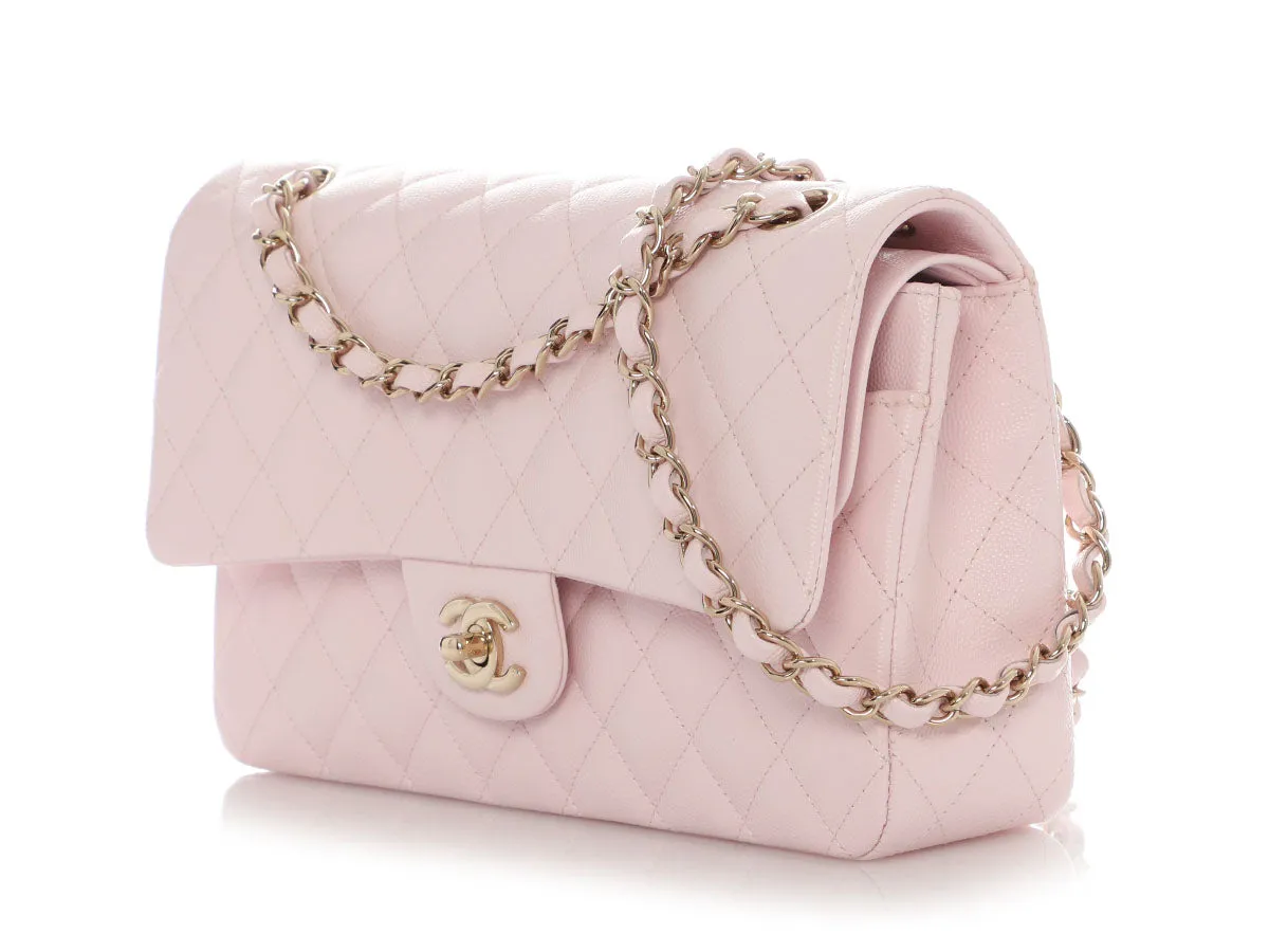 Chanel Medium/Large Light Pink Shiny Caviar Classic Double Flap