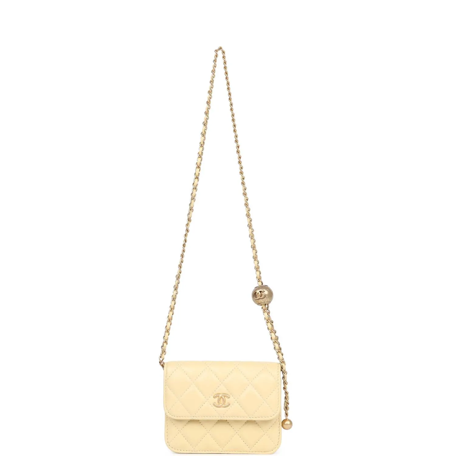 Chanel Mini Pearl Crush Square Flap Bag Light Pink Lambskin Aged Gold Hardware