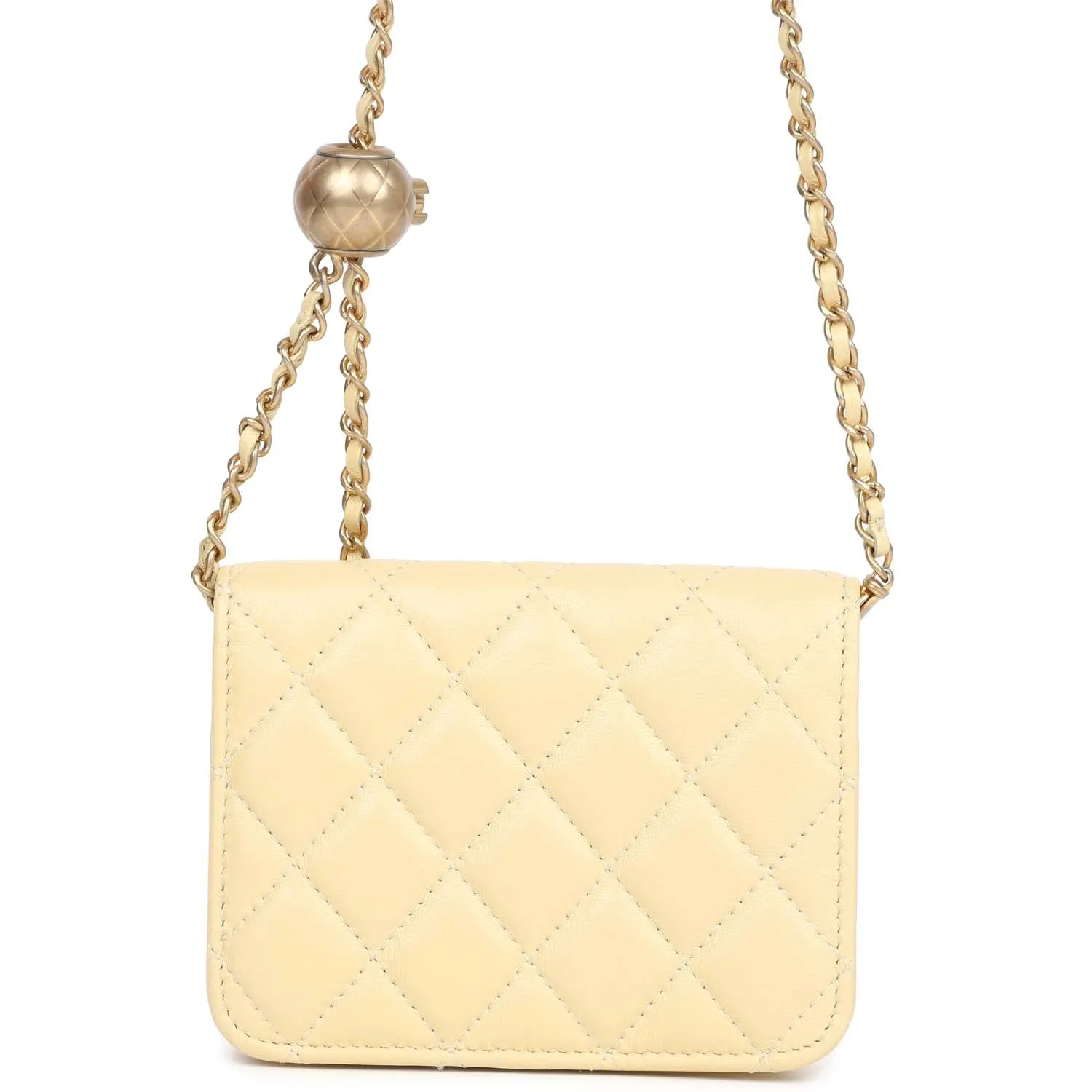 Chanel Mini Pearl Crush Square Flap Bag Light Pink Lambskin Aged Gold Hardware