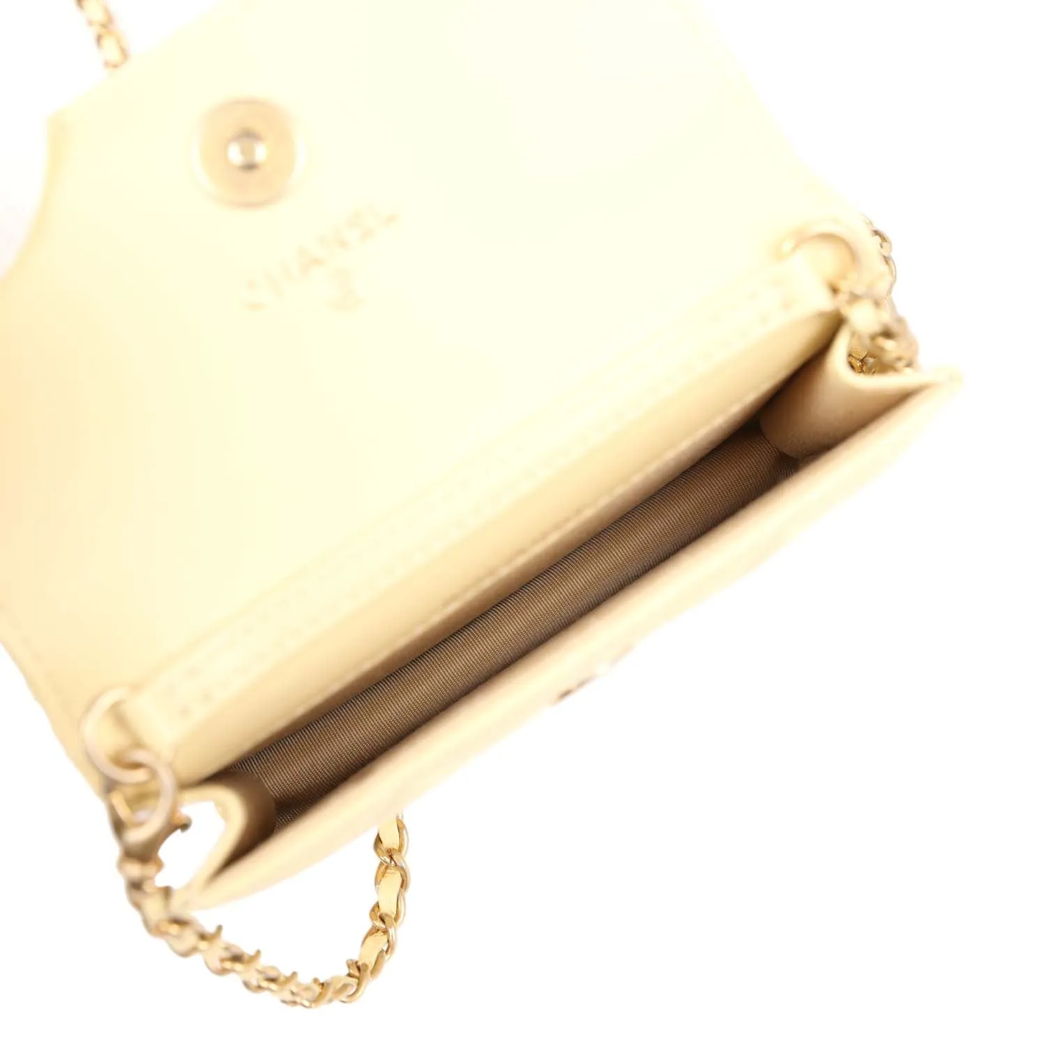 Chanel Mini Pearl Crush Square Flap Bag Light Pink Lambskin Aged Gold Hardware