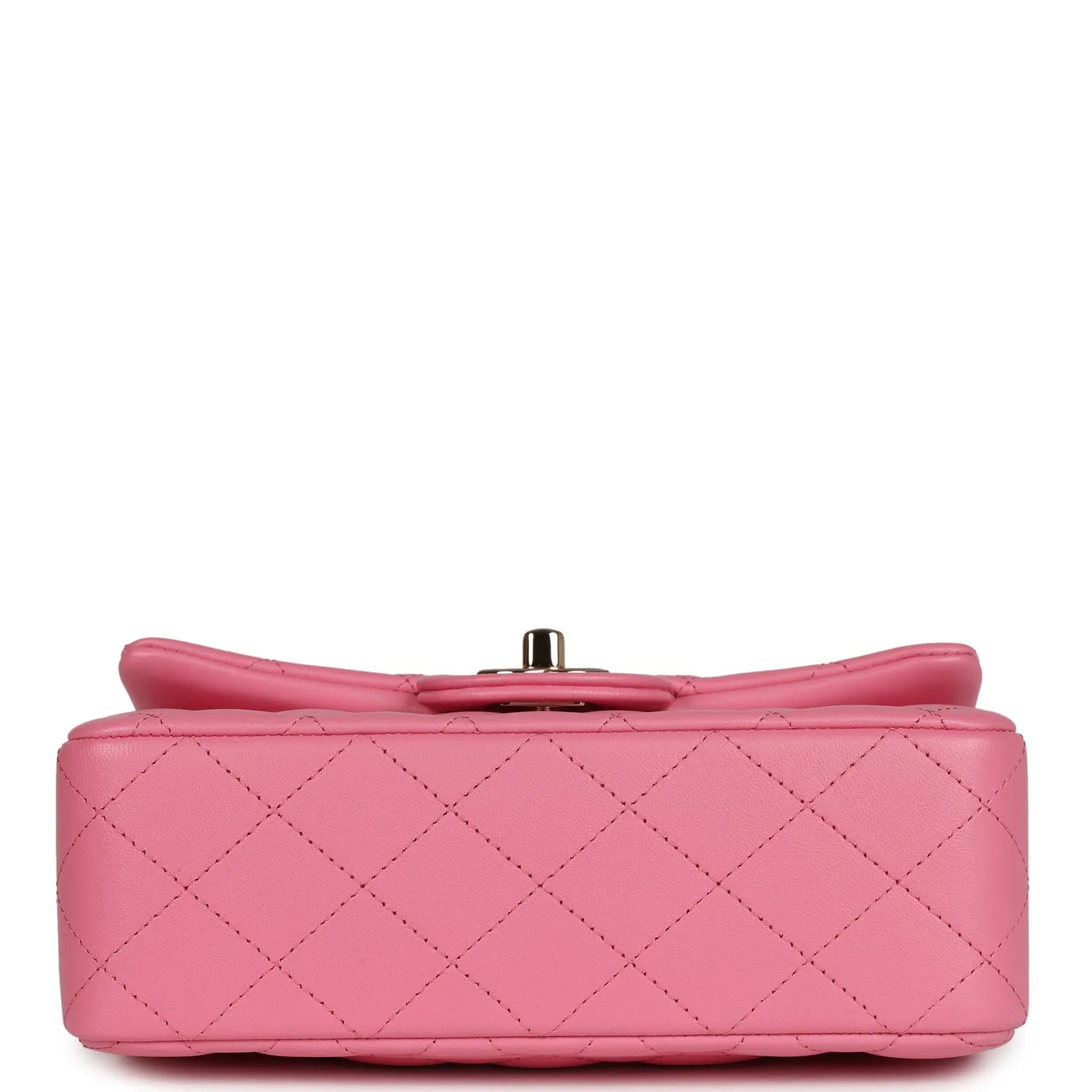 Chanel Mini Rectangular Flap with Top Handle Dark Pink Lambskin Light Gold Hardware