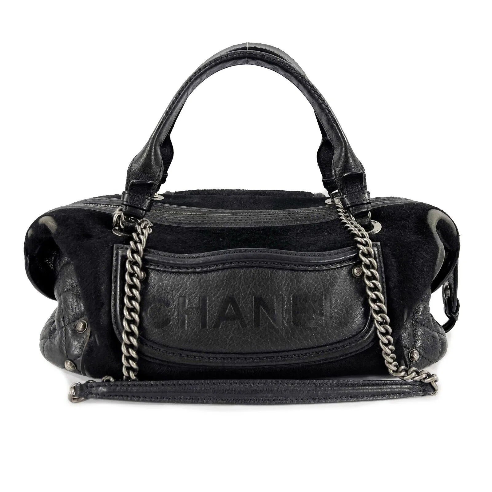 CHANEL- Paris Dallas Large Calfskin PonyHair Fringe Bowling - Shoulder bag