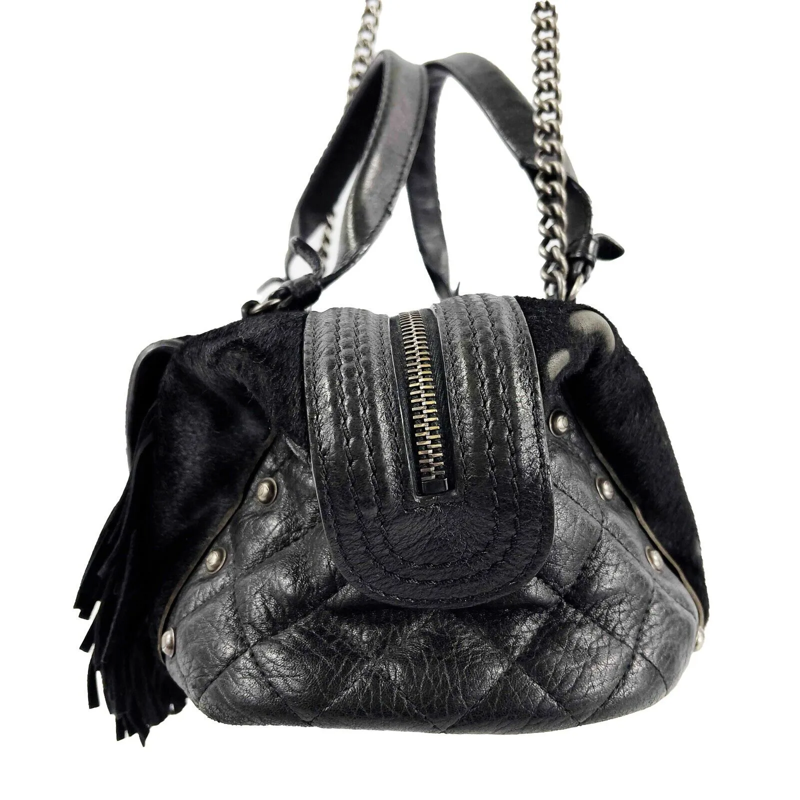 CHANEL- Paris Dallas Large Calfskin PonyHair Fringe Bowling - Shoulder bag