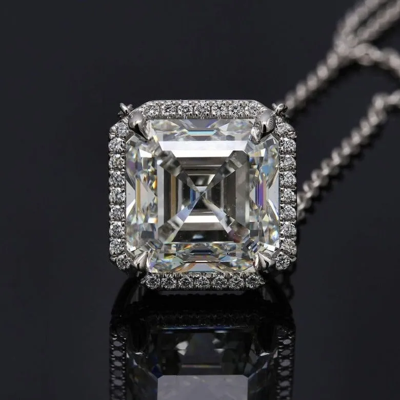 Classic Halo Asscher Cut 5 Carat Necklace