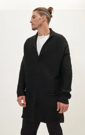 Classic Minimalist Shawl Cardigan - Black