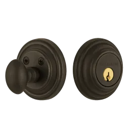 Classic Rosette Single Cylinder Deadbolt in Oil-Rubbed Bronze