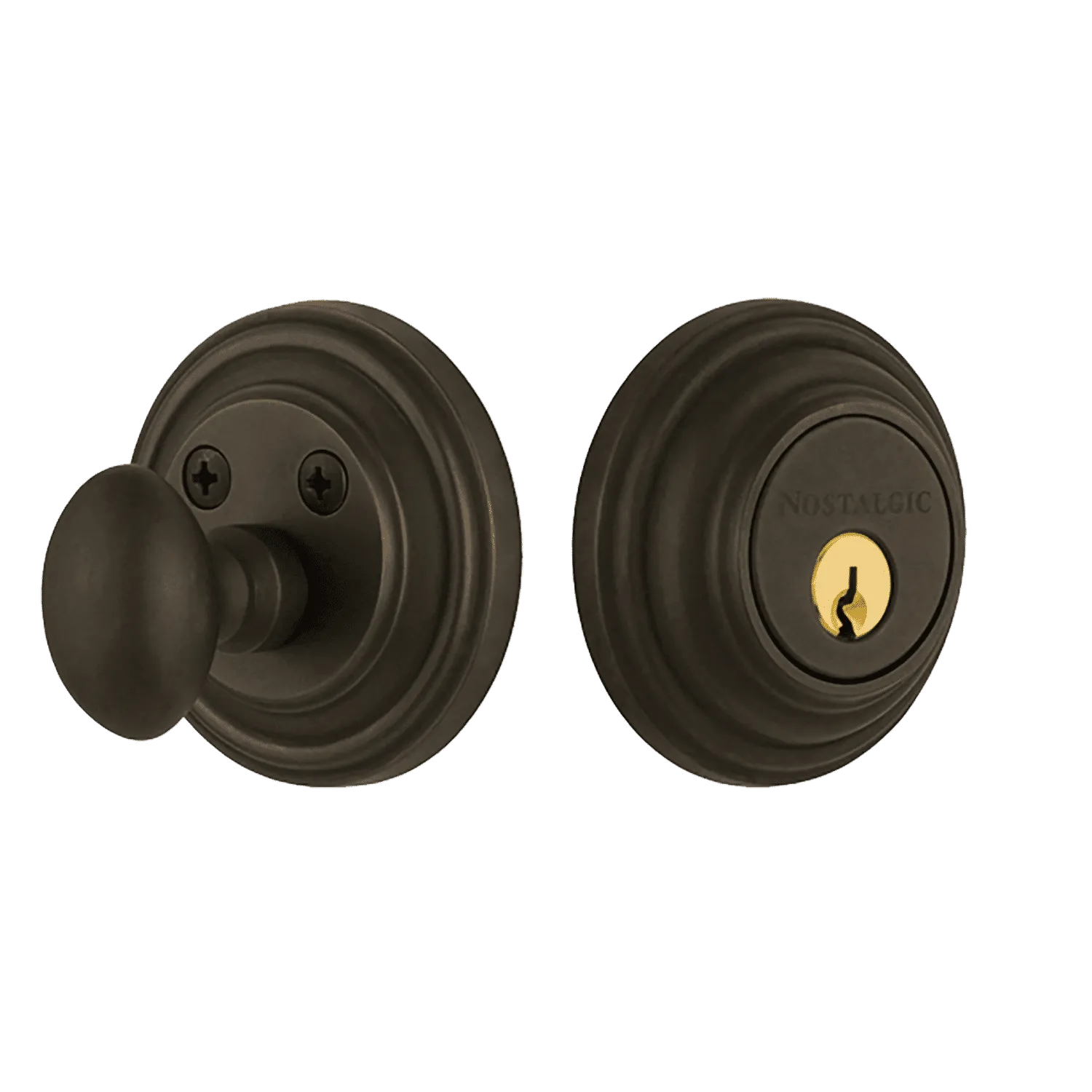 Classic Rosette Single Cylinder Deadbolt in Oil-Rubbed Bronze