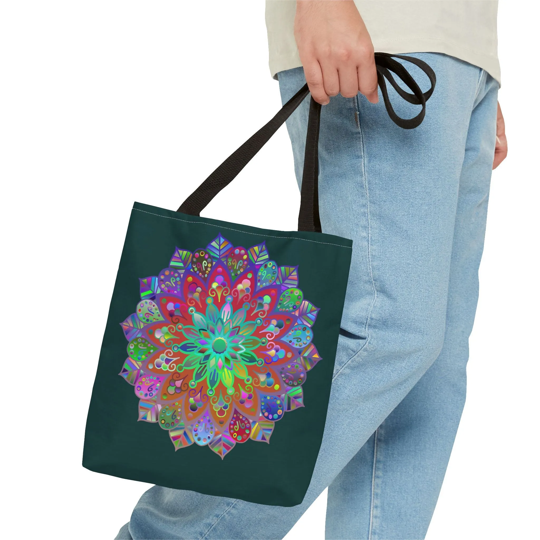 Colorful Mandala Tote Bag Dark Green