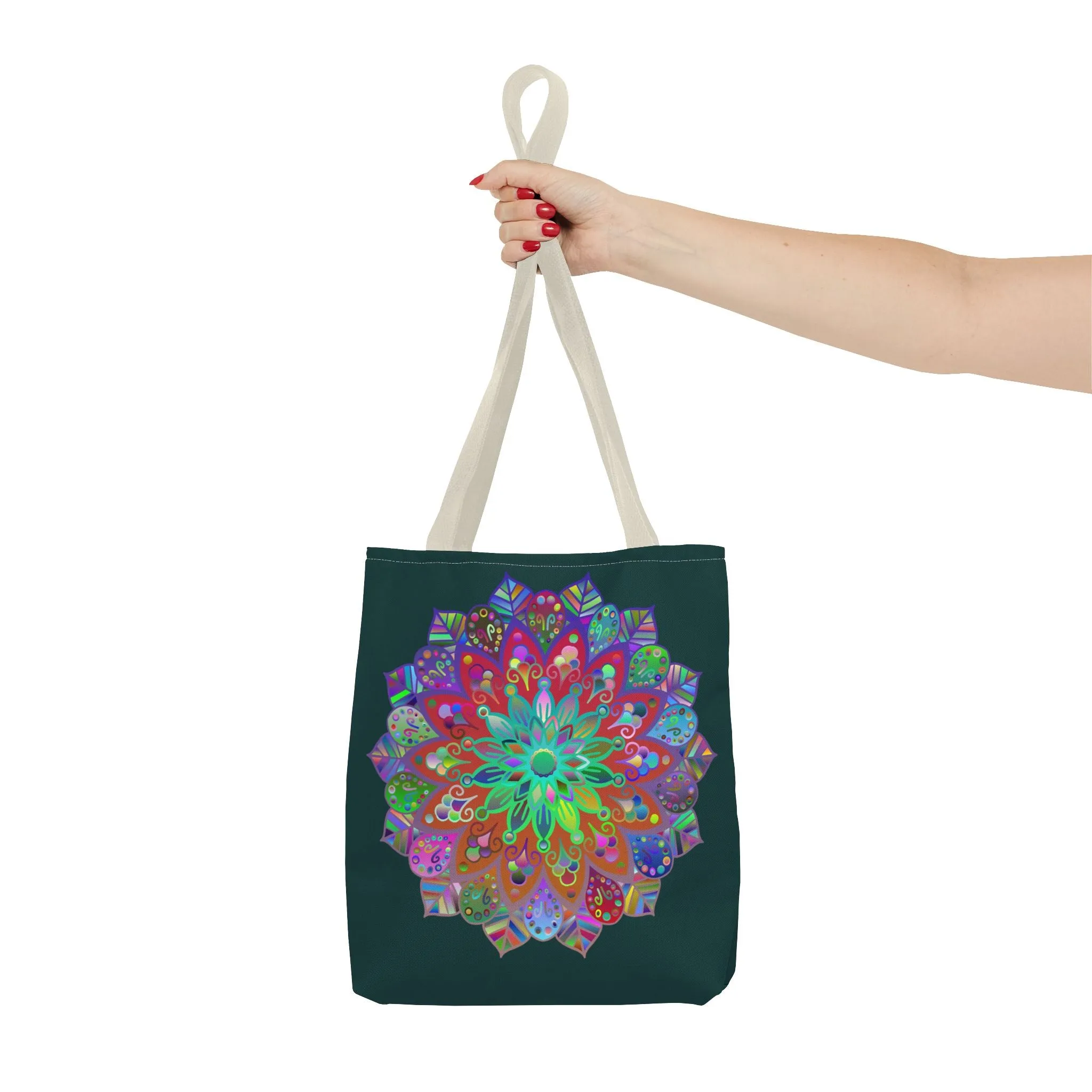 Colorful Mandala Tote Bag Dark Green