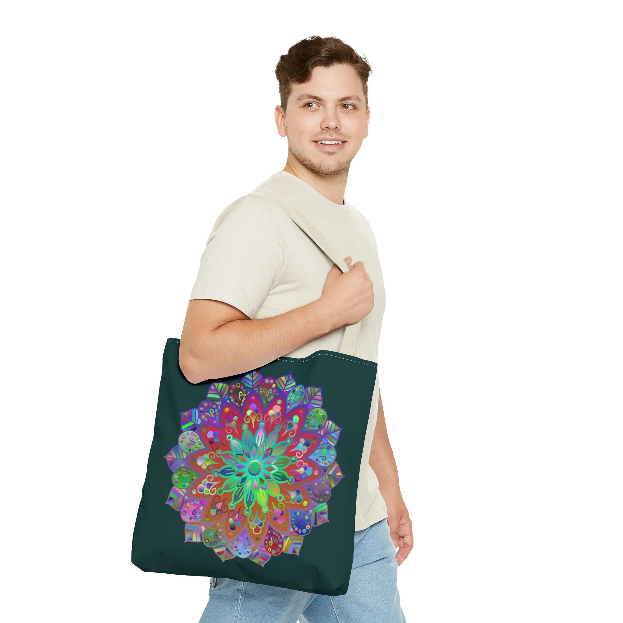 Colorful Mandala Tote Bag Dark Green