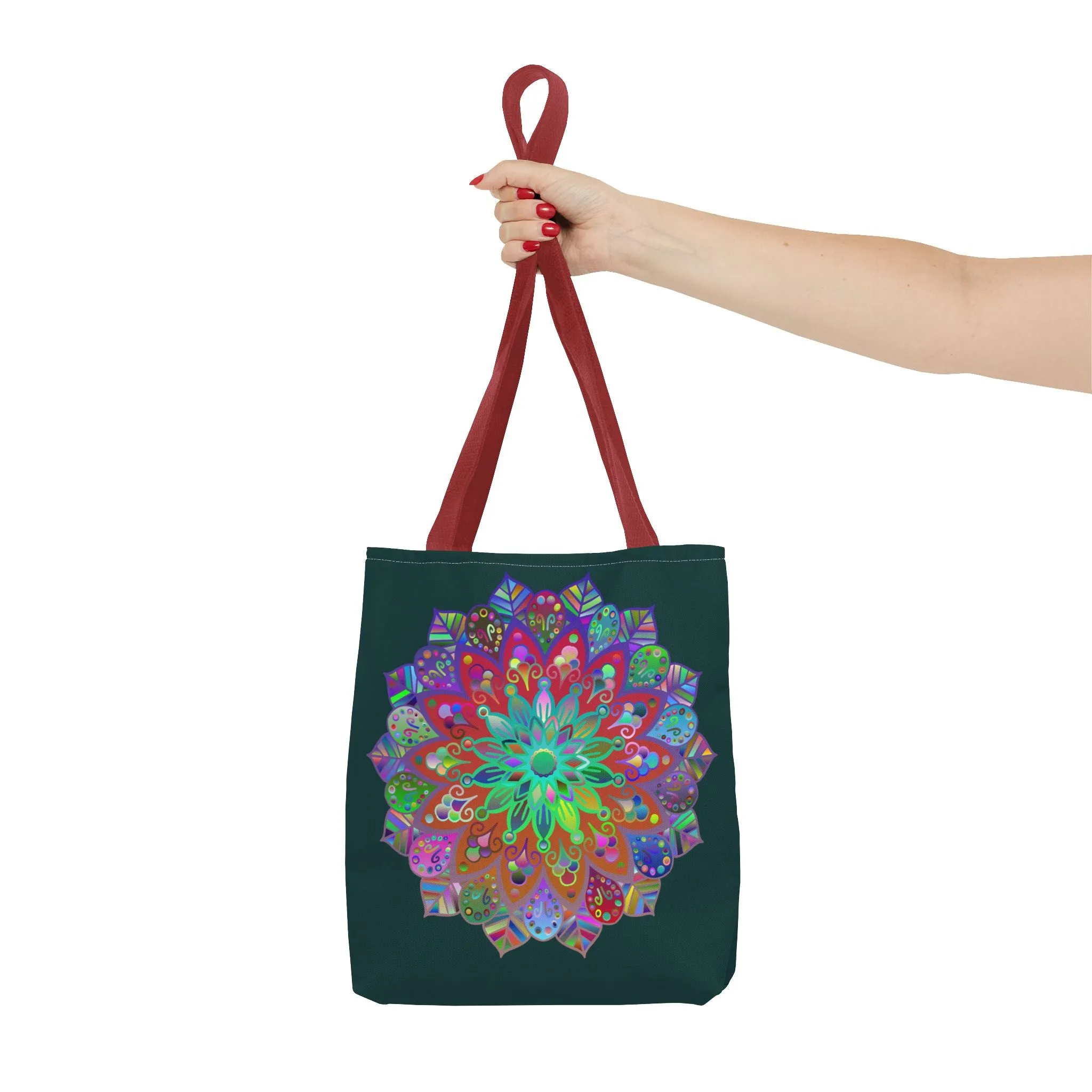 Colorful Mandala Tote Bag Dark Green