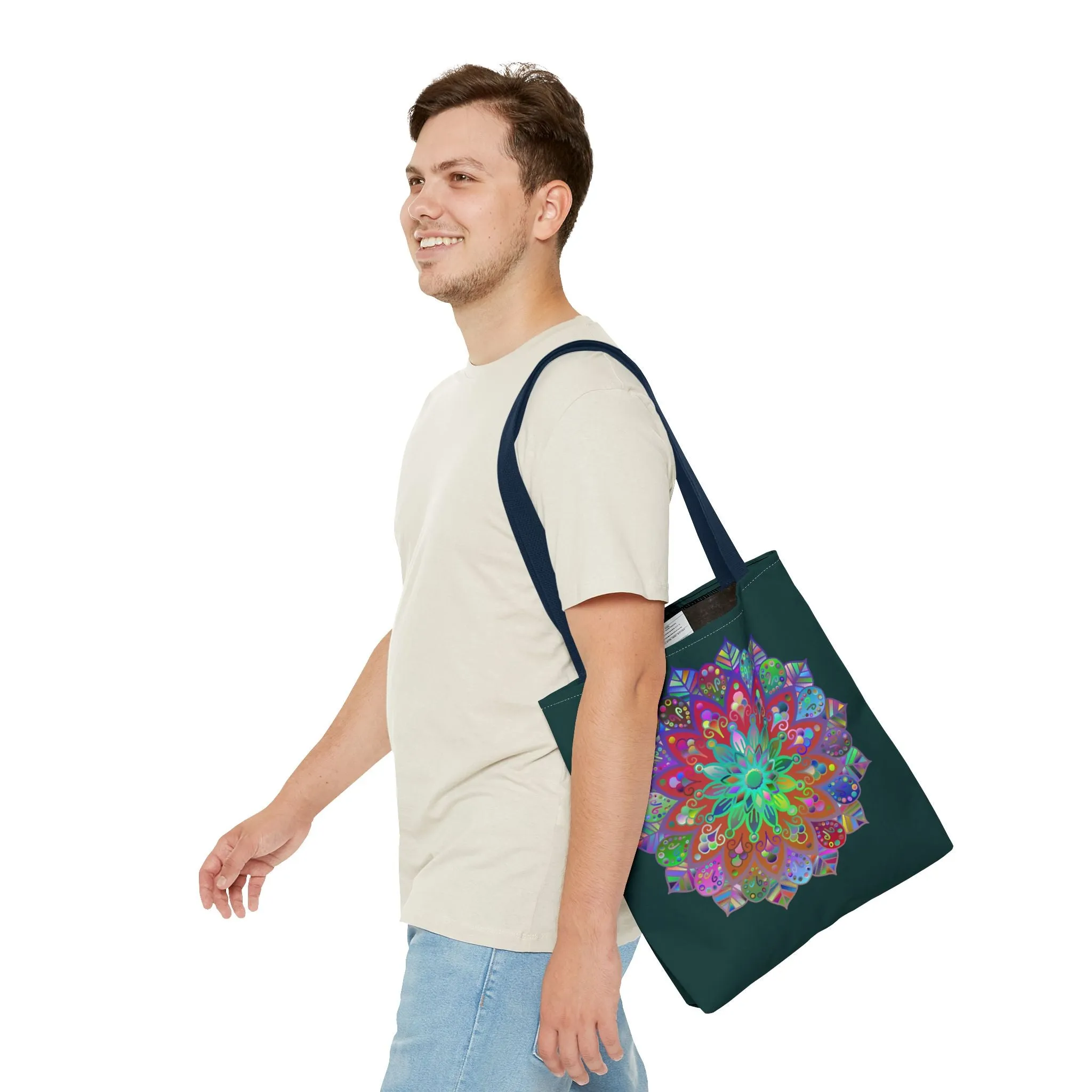 Colorful Mandala Tote Bag Dark Green