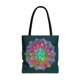 Colorful Mandala Tote Bag Dark Green