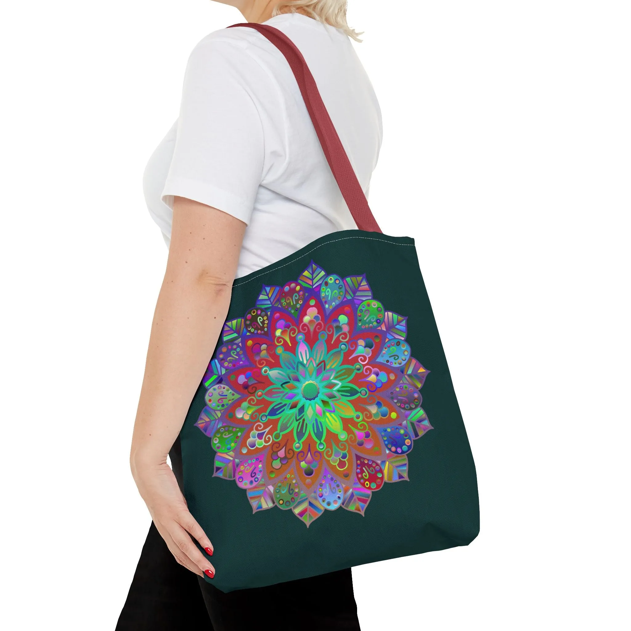 Colorful Mandala Tote Bag Dark Green