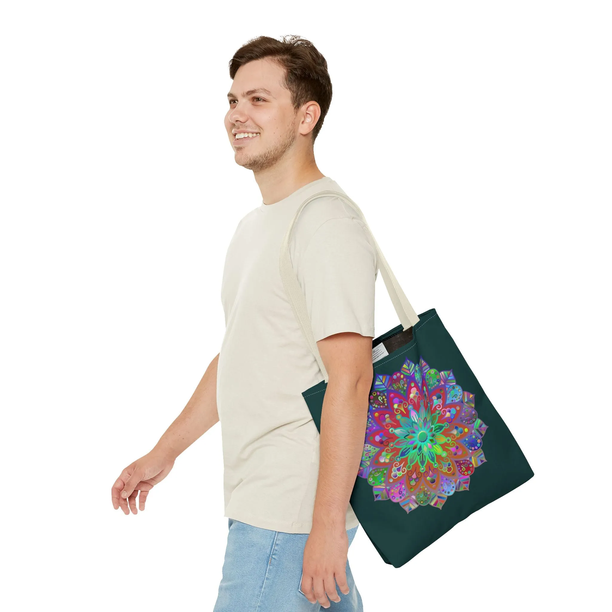 Colorful Mandala Tote Bag Dark Green