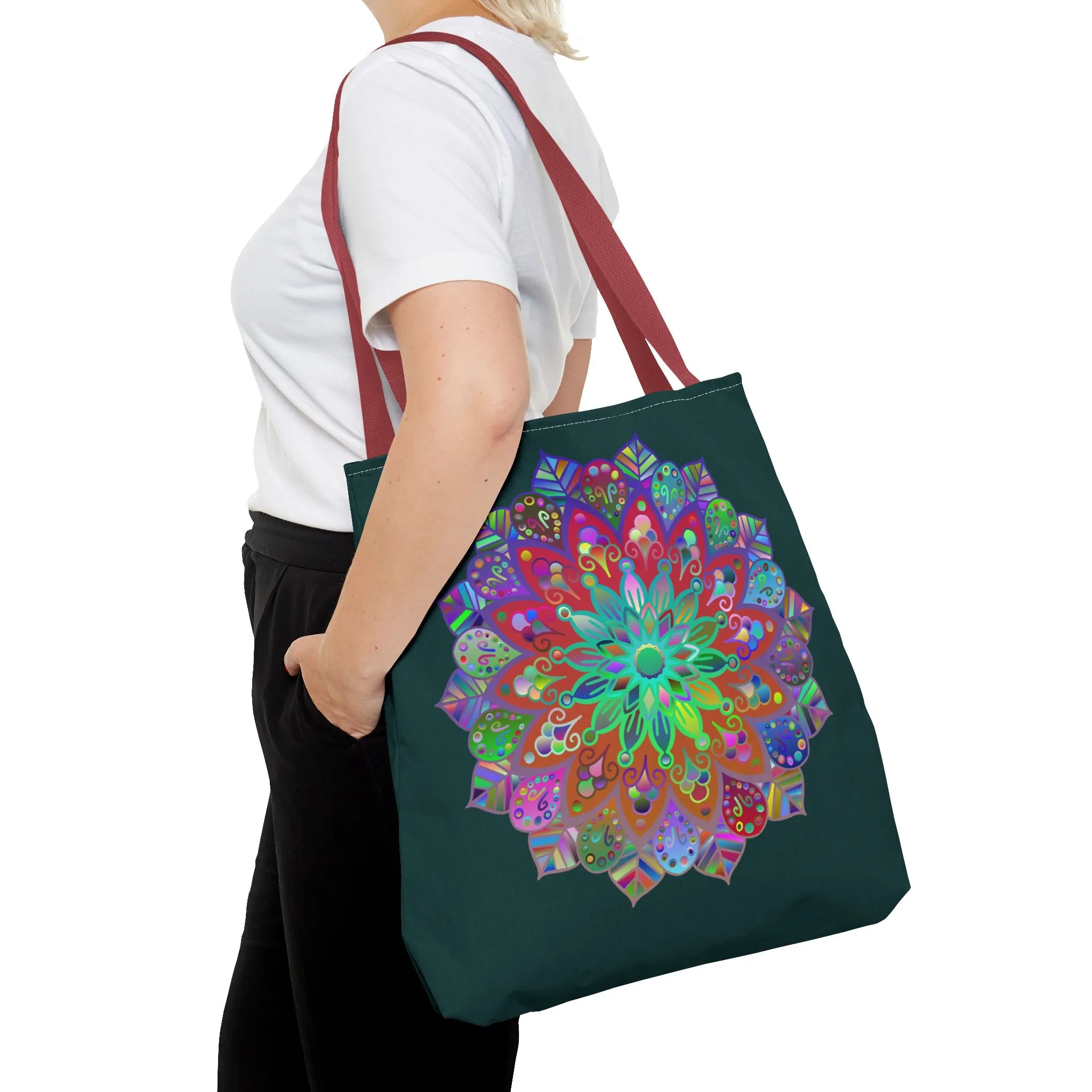 Colorful Mandala Tote Bag Dark Green