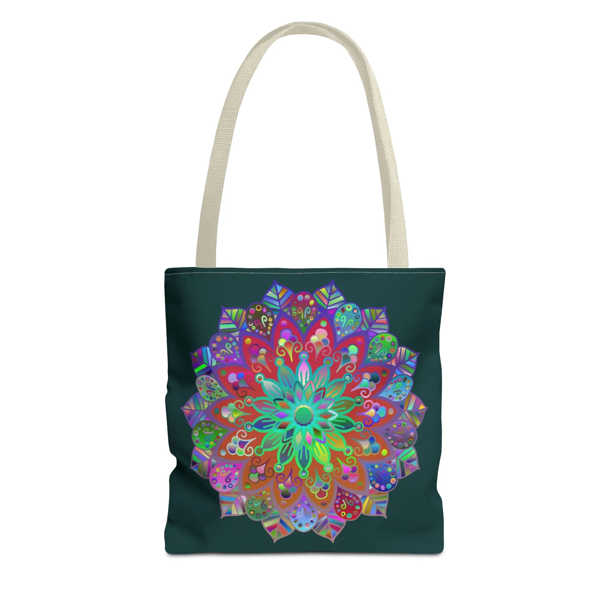 Colorful Mandala Tote Bag Dark Green