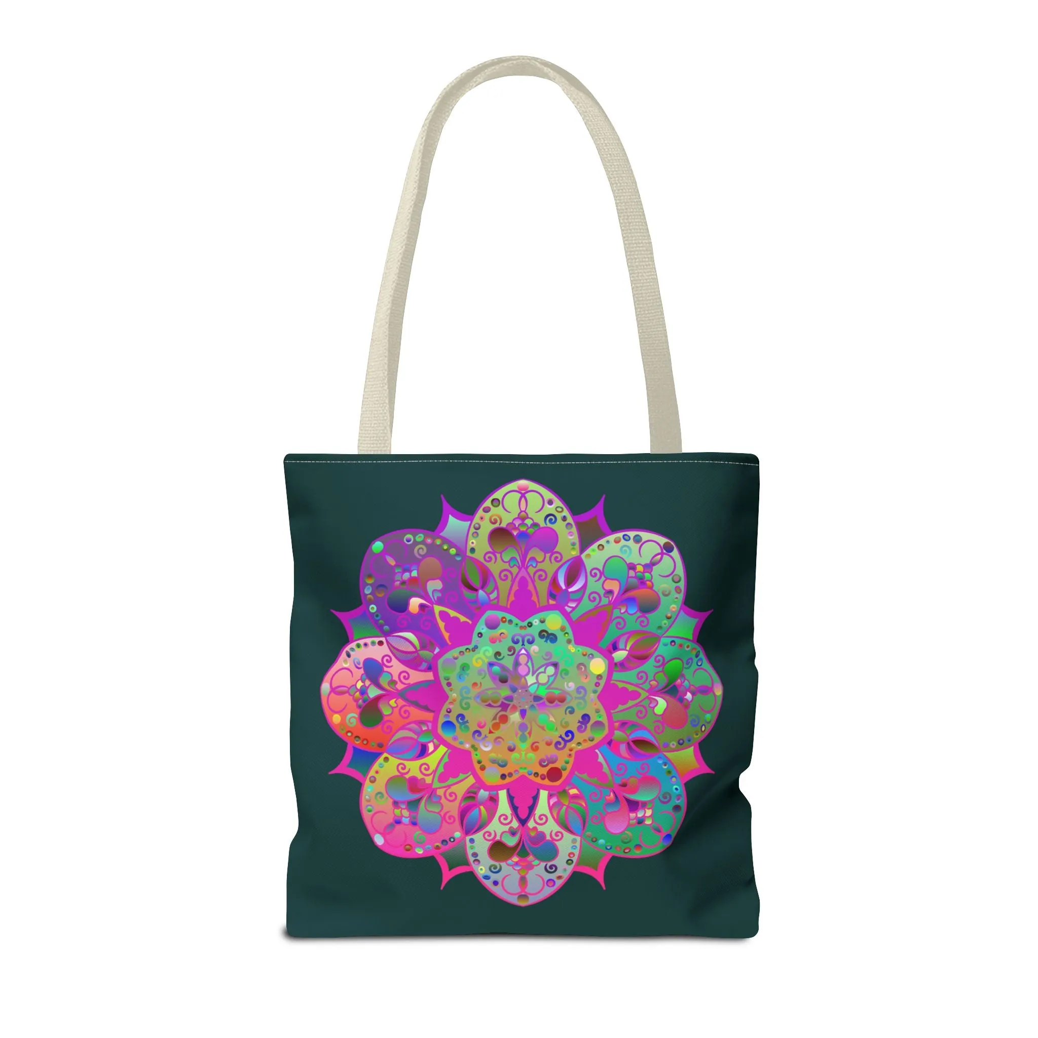 Colorful Mandala Tote Bag Dark Green