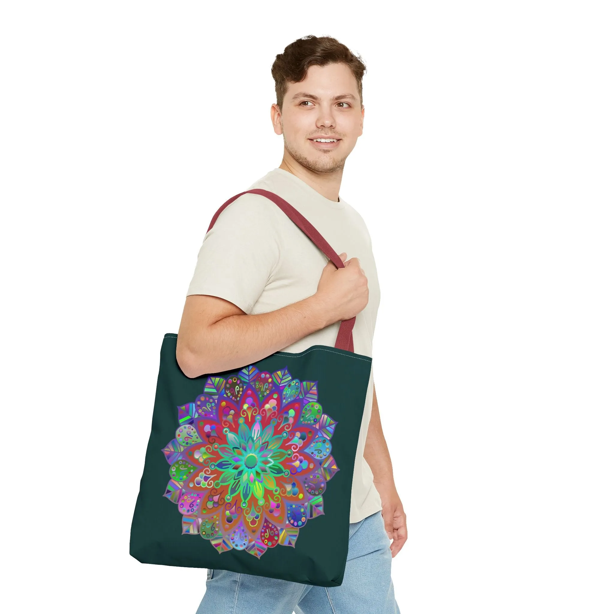 Colorful Mandala Tote Bag Dark Green