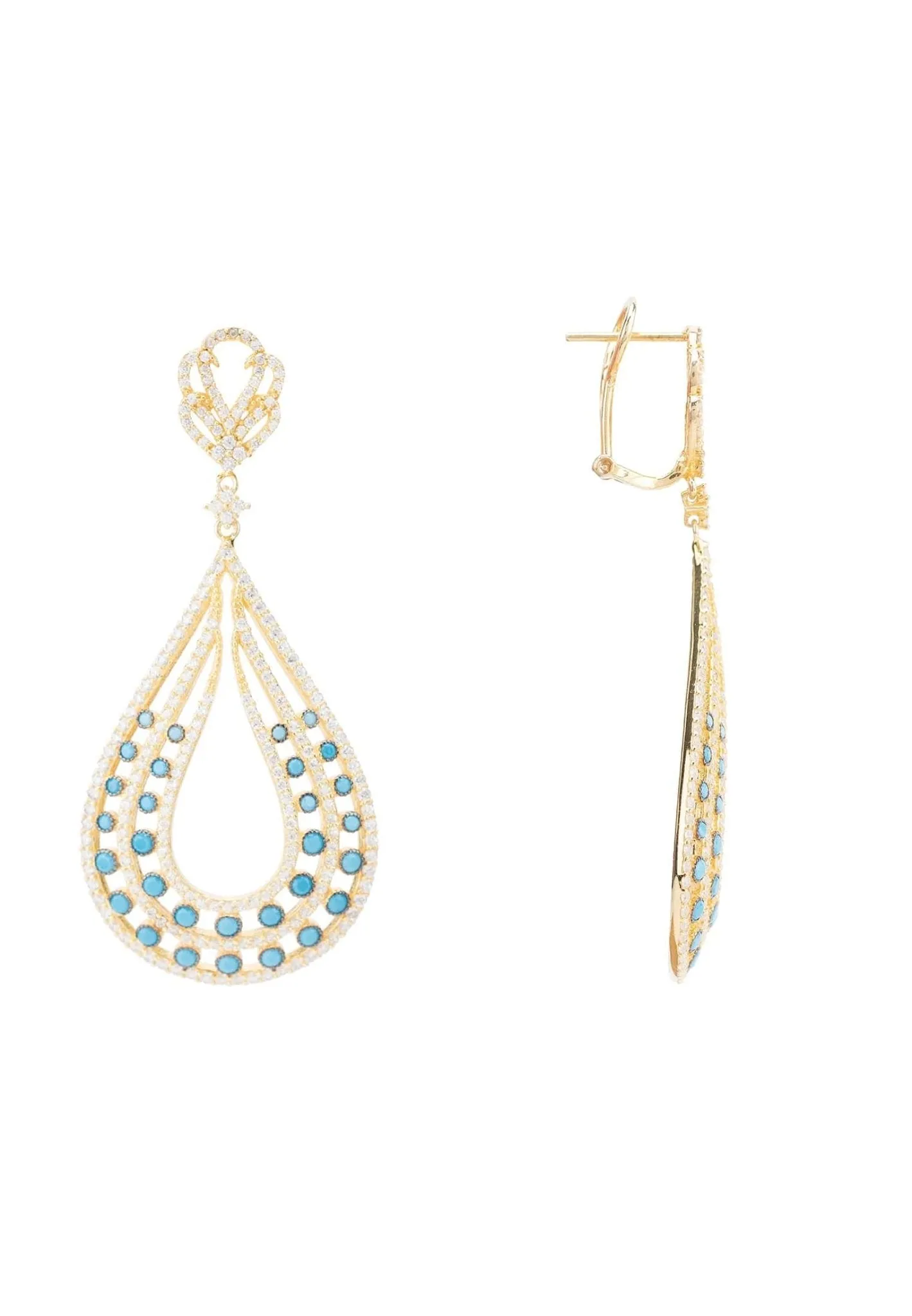 Daphne Teardrop Earrings Gold Turquoise