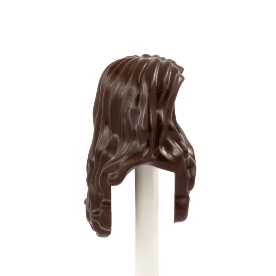 Dark Brown Long Curly Over the Shoulder ( covers design on front & back ) - LEGO Minifigure Hair