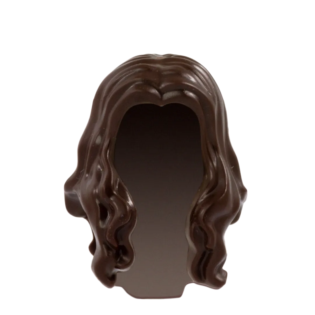 Dark Brown Long Curly Over the Shoulder ( covers design on front & back ) - LEGO Minifigure Hair