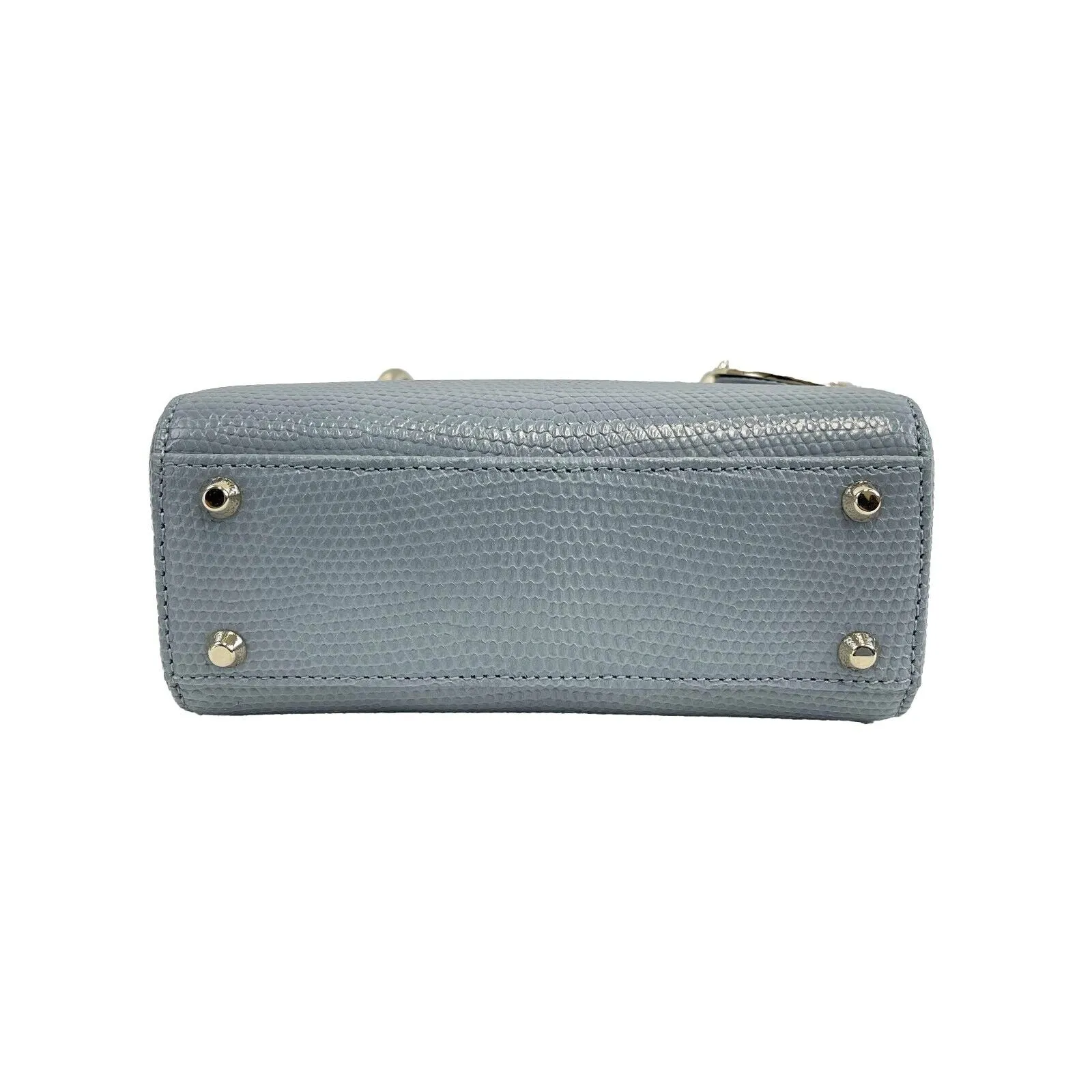 Dior - Mini Lizard Lady Dior - Light Blue Top Handle / Crossbody Chain Strap