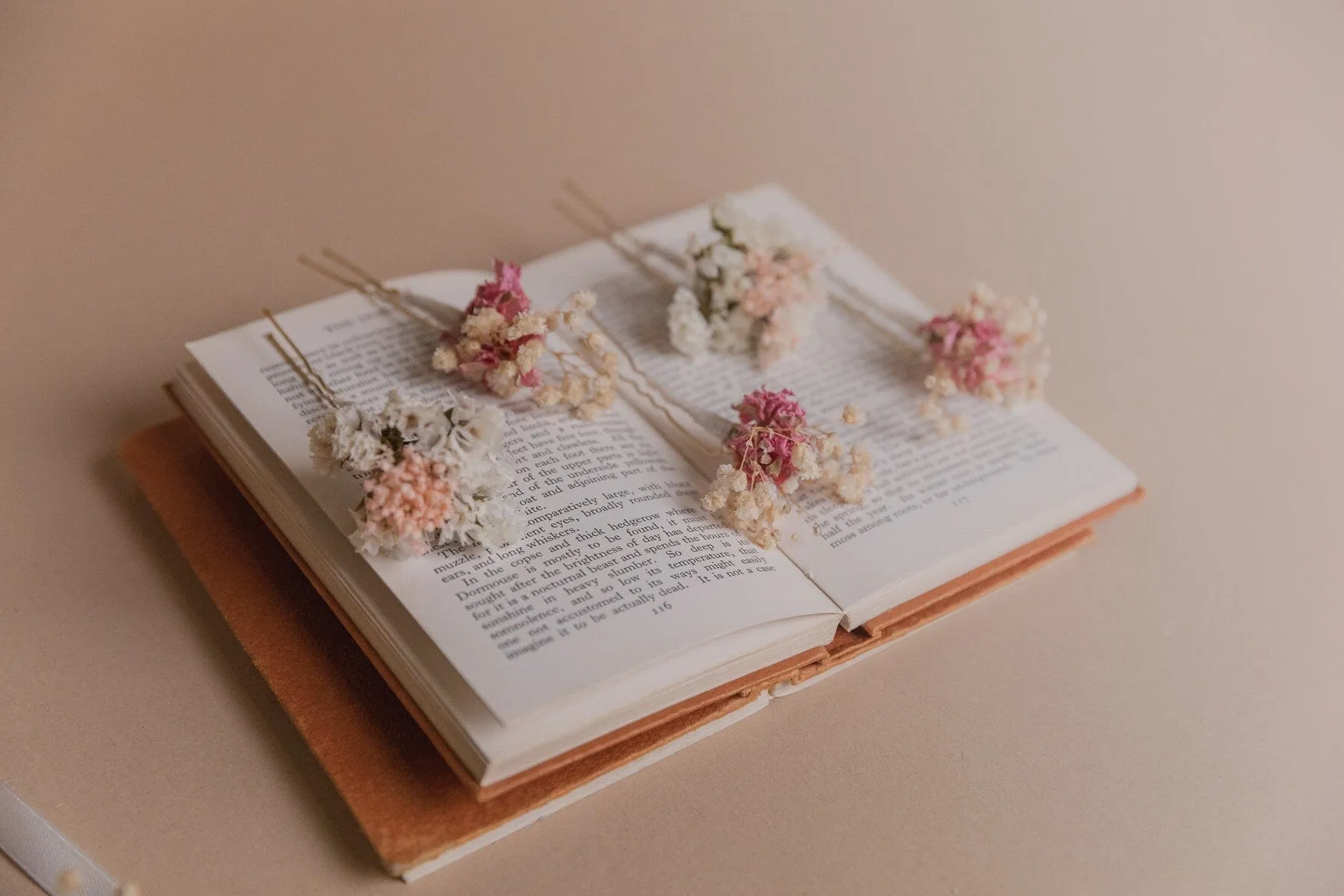 Dried Gypsophila & Pink Larkspur Boho Bridal Hair Pin Set 5 Piece