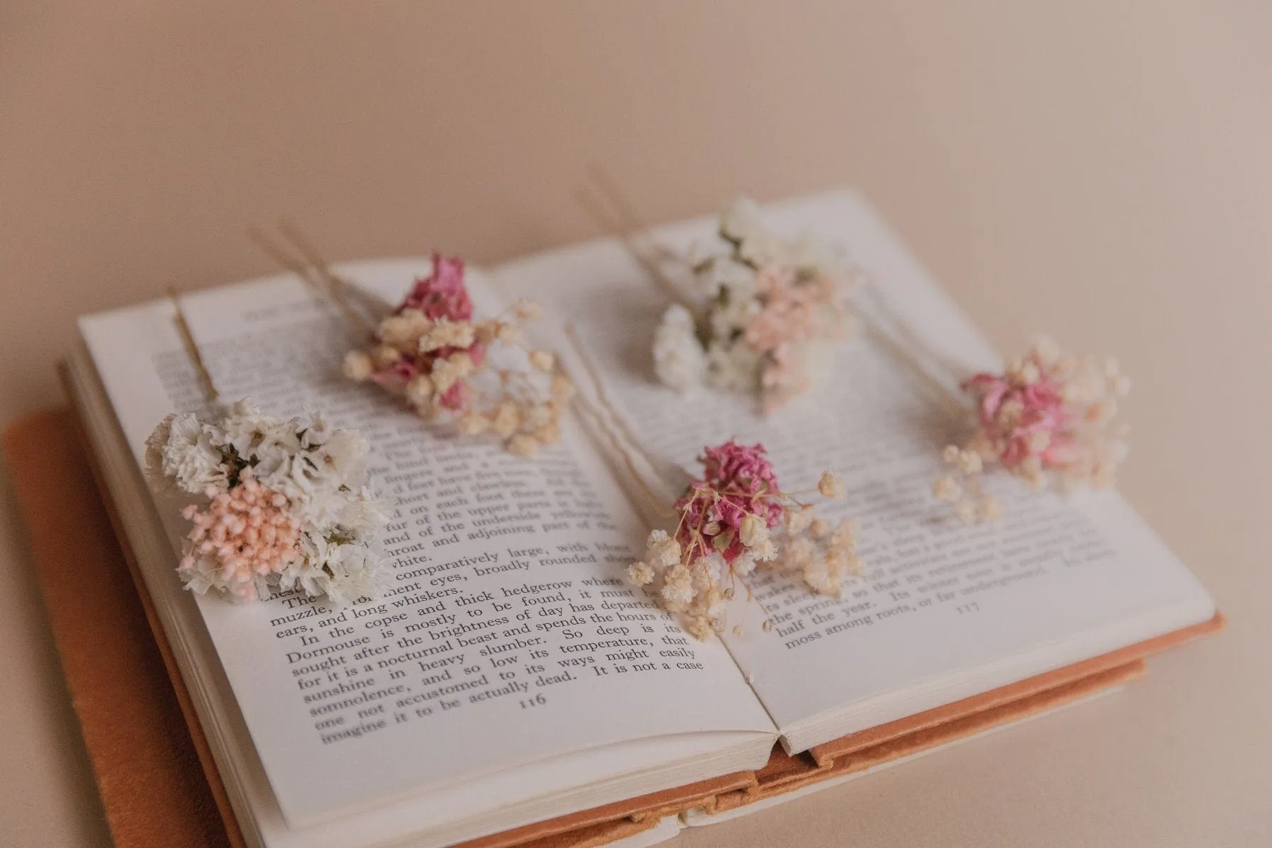 Dried Gypsophila & Pink Larkspur Boho Bridal Hair Pin Set 5 Piece