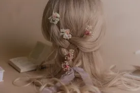 Dried Gypsophila & Pink Larkspur Boho Bridal Hair Pin Set 5 Piece