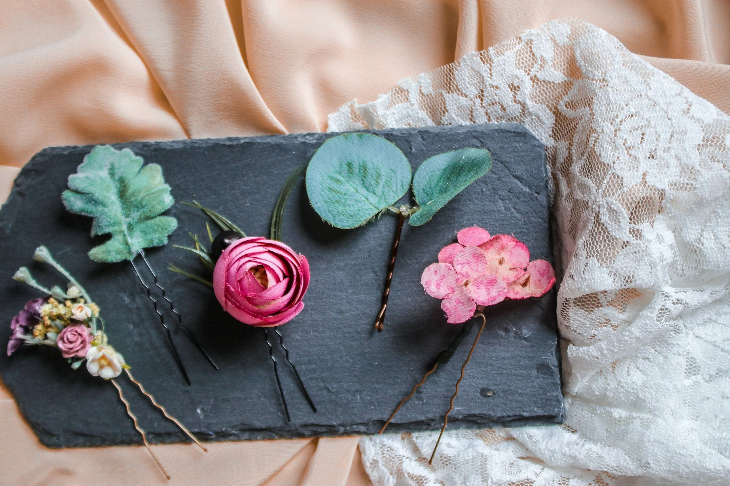 Eucalyptus Rose Hair Pin Set 5 Piece