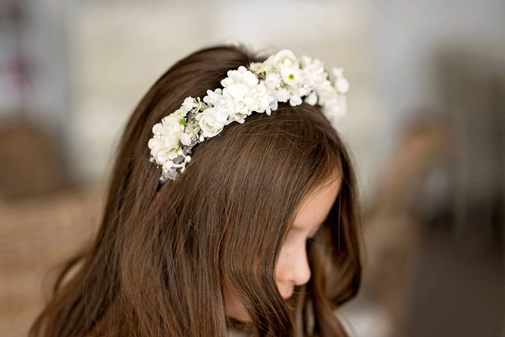 Floral headband for first communion Communion headband Girls headband Floral accessories Hair flowers Hair accessories Magaela Handmade