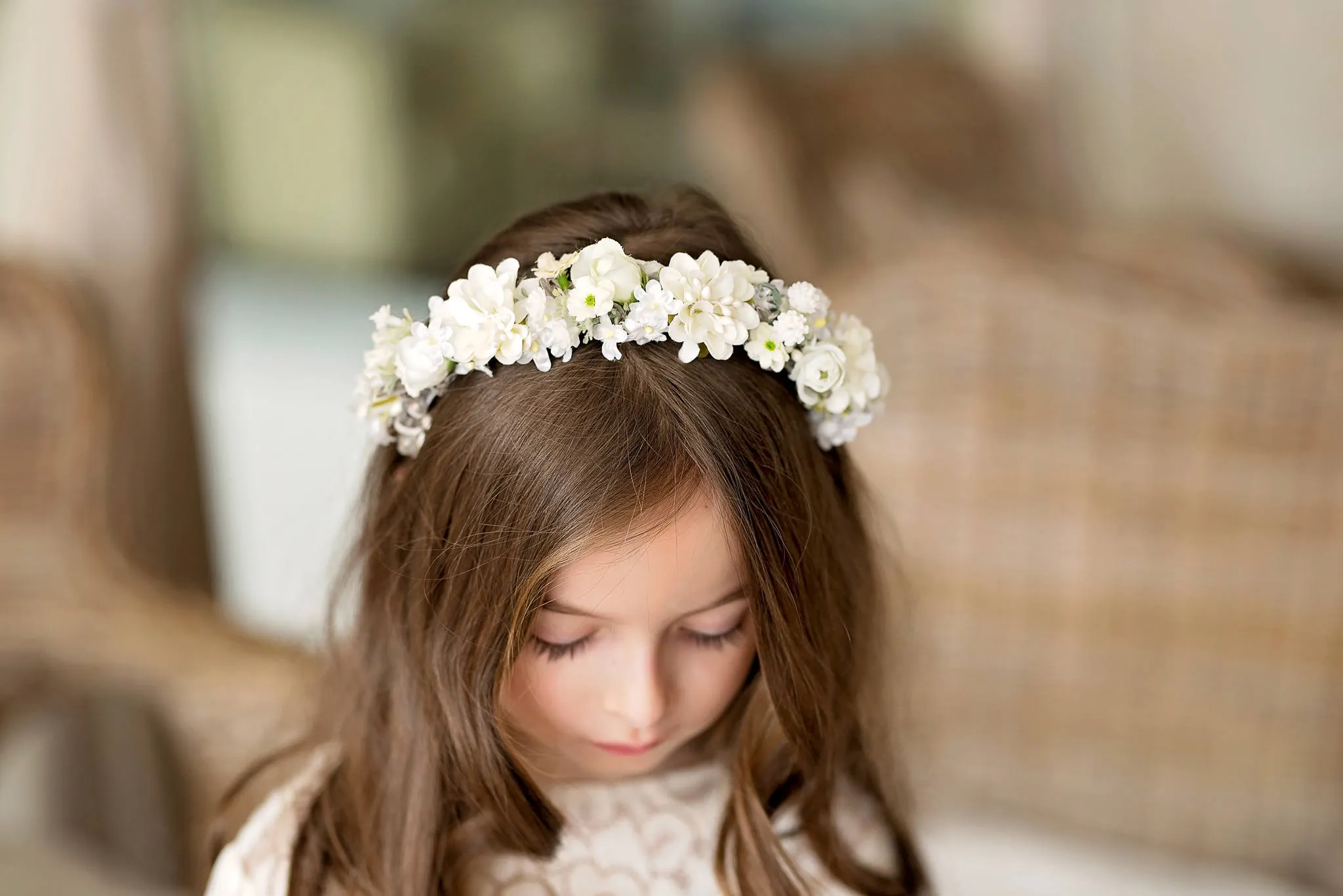 Floral headband for first communion Communion headband Girls headband Floral accessories Hair flowers Hair accessories Magaela Handmade