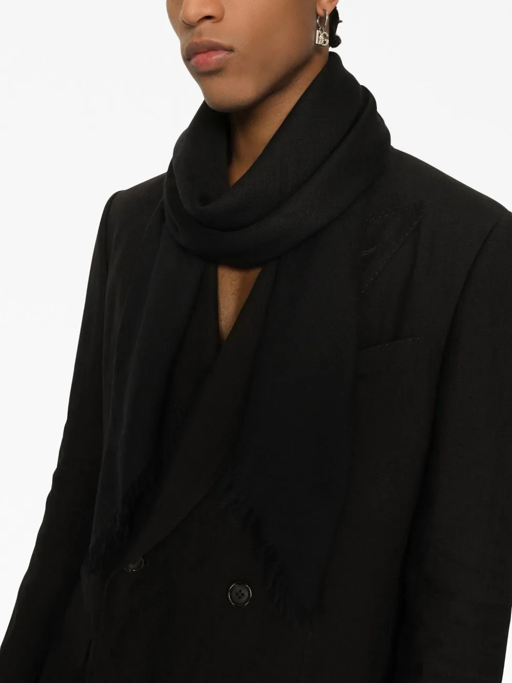 FRINGE-TRIMMED JACQUARD SCARF