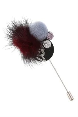 Furry Pom Pom Diamond Decorative Lapel Pin