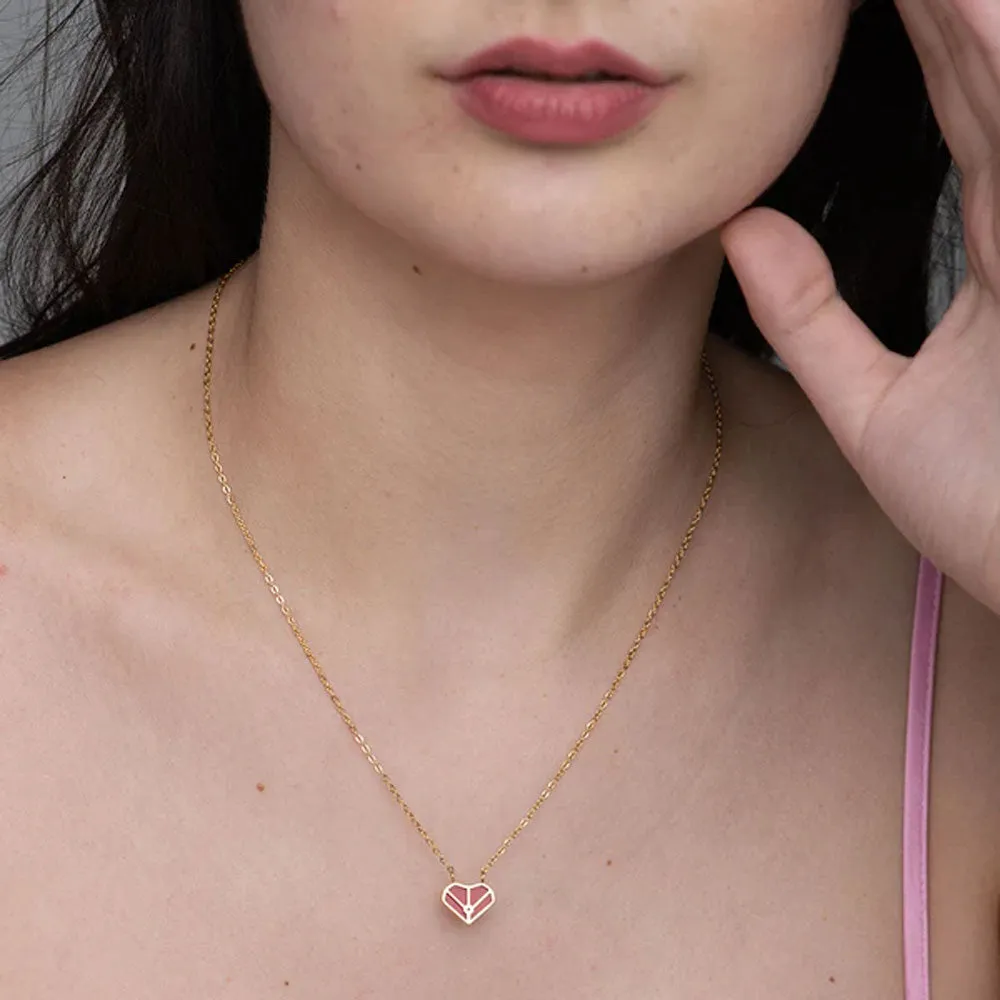 Geometric Red Heart Necklace