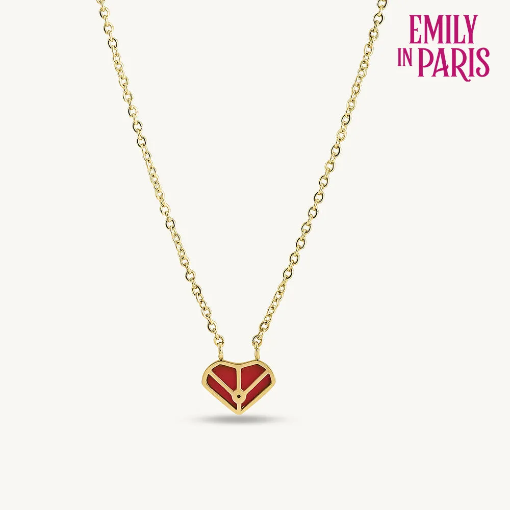 Geometric Red Heart Necklace