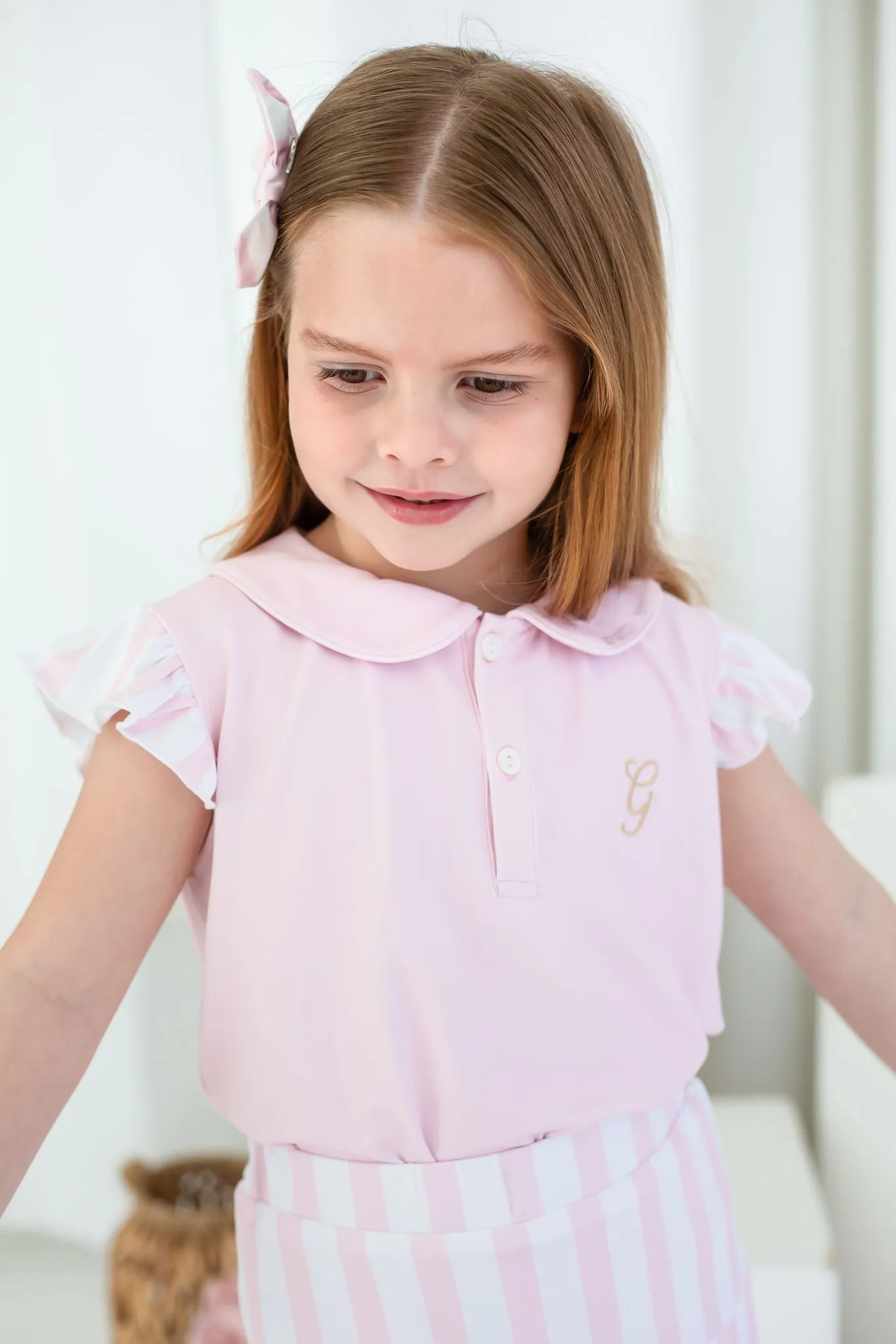 Girls Pink Stripe Top and Skort Set