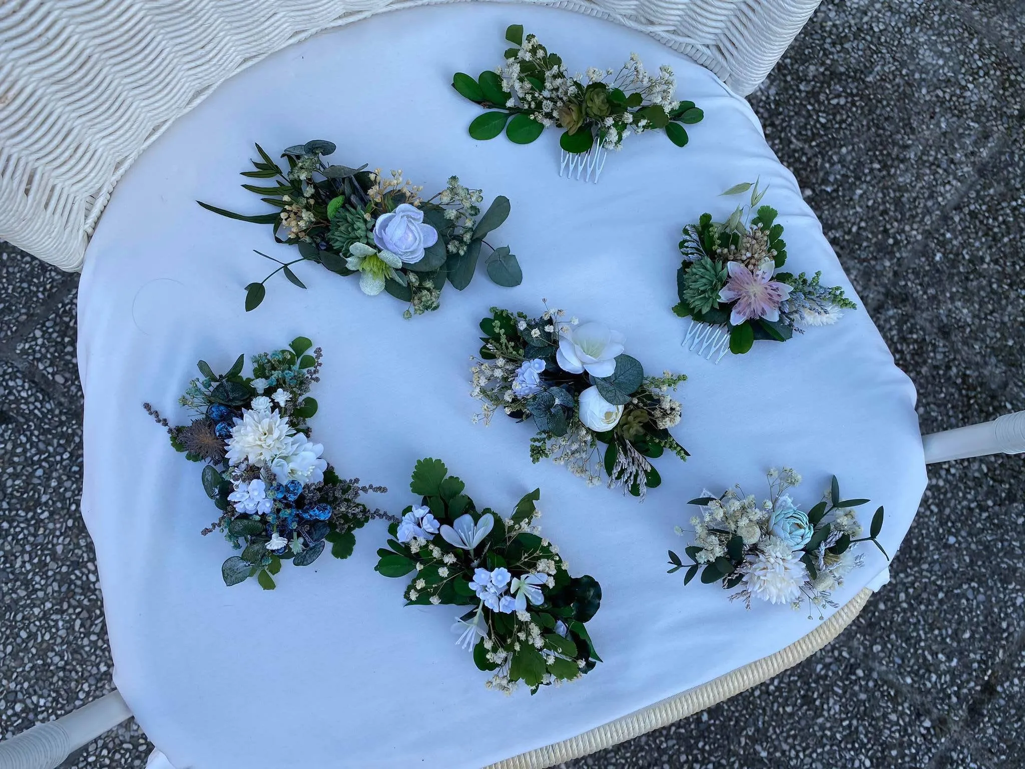 Greenery wedding hair comb with succulents Flower bridal hair comb Baby's breath Bride Magaela accessories Wedding accessories Blumenkamm