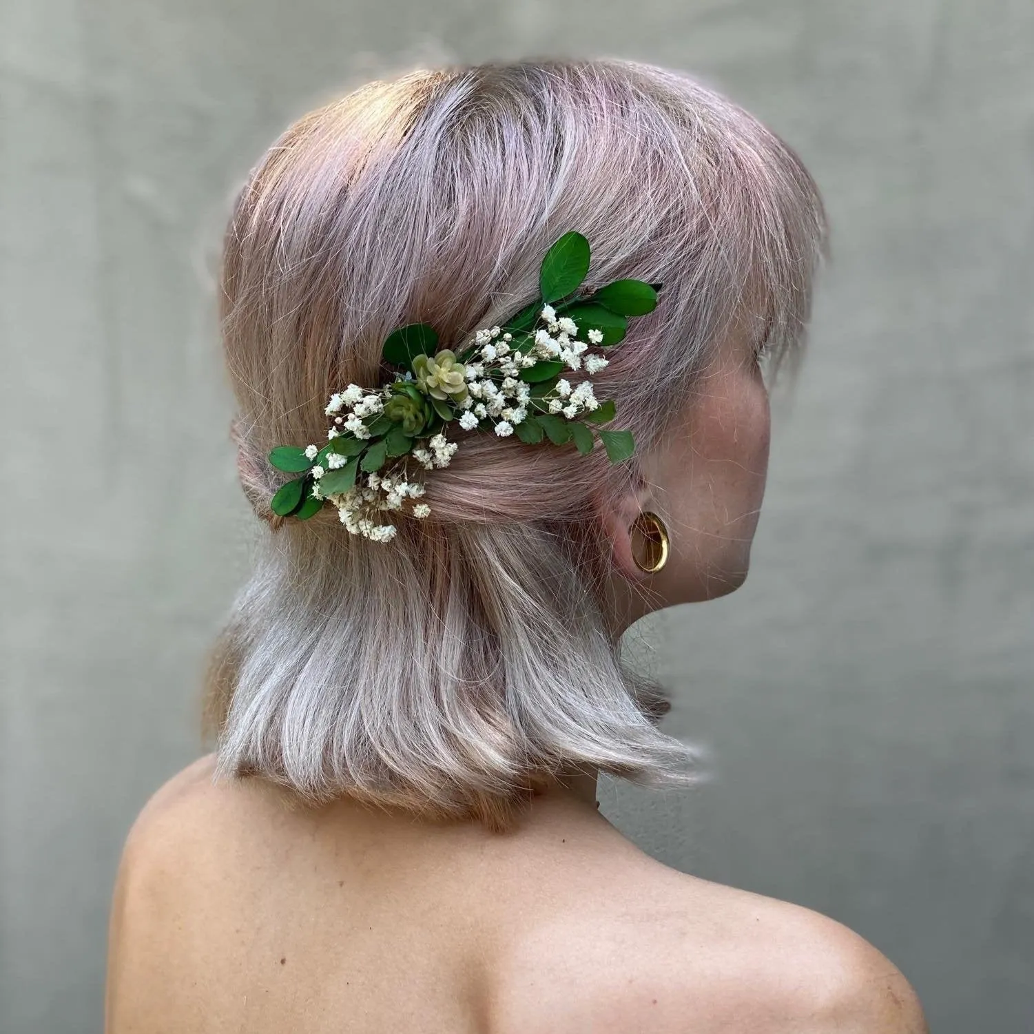 Greenery wedding hair comb with succulents Flower bridal hair comb Baby's breath Bride Magaela accessories Wedding accessories Blumenkamm