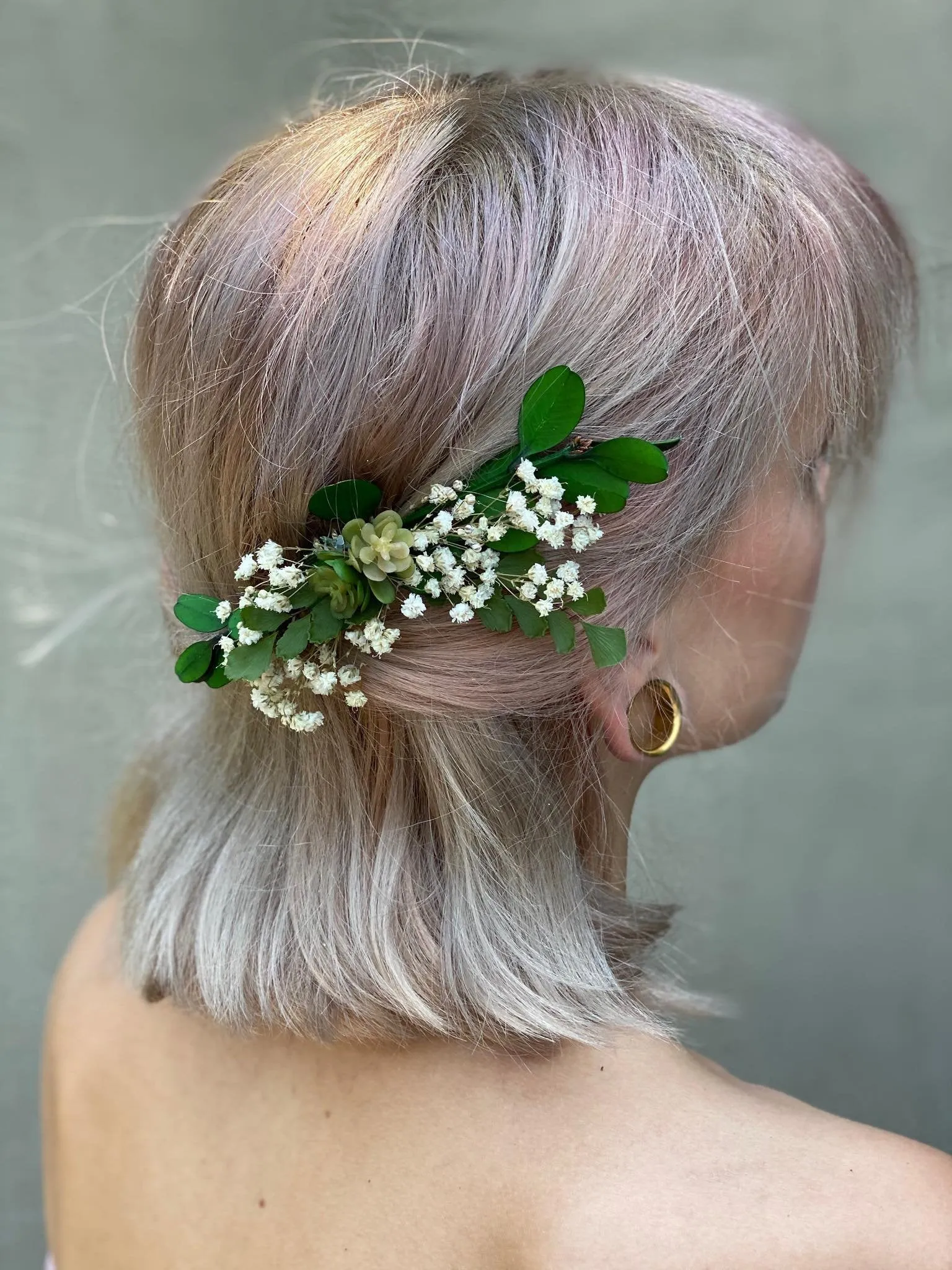 Greenery wedding hair comb with succulents Flower bridal hair comb Baby's breath Bride Magaela accessories Wedding accessories Blumenkamm