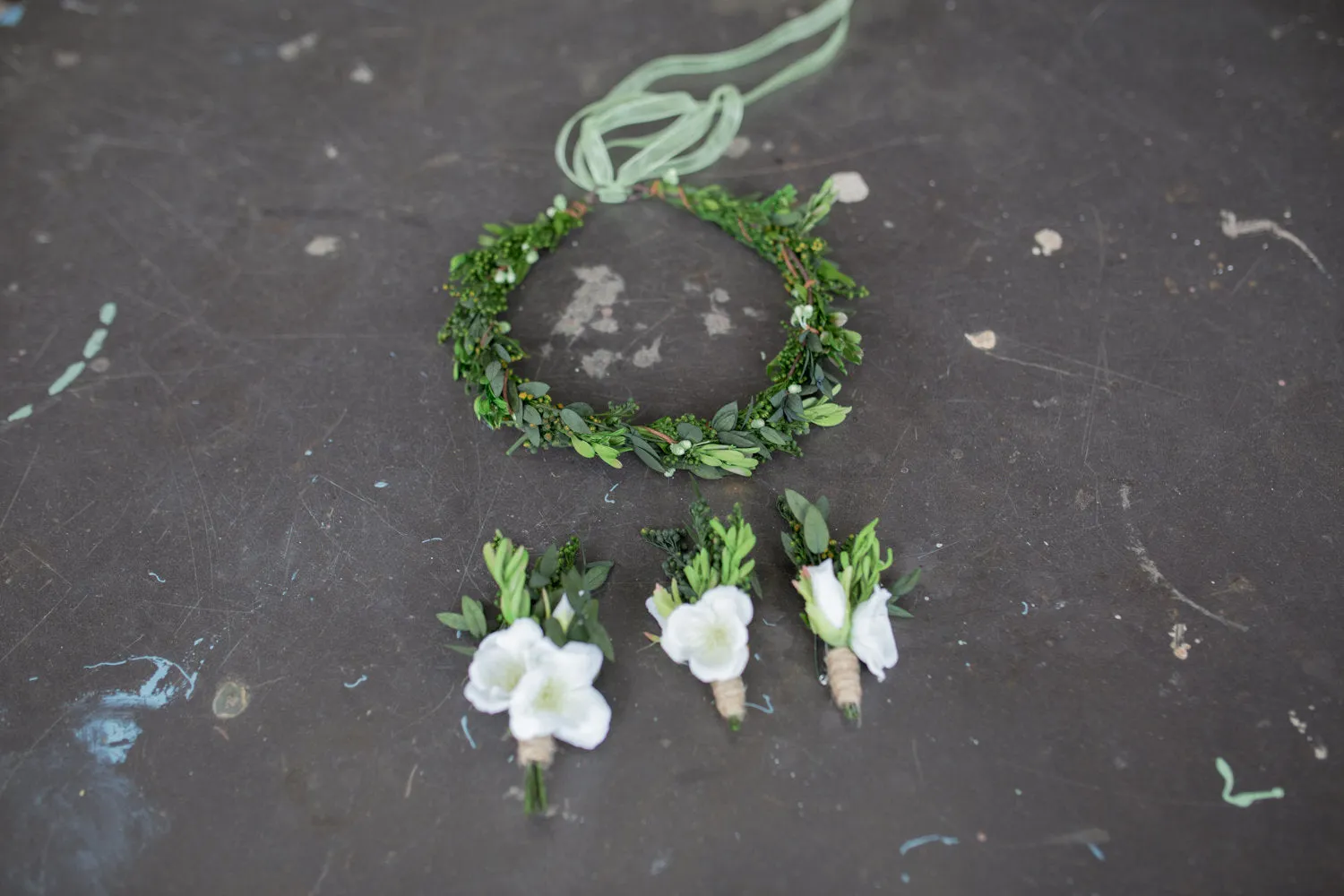 Greenery wreath with preserved leaves and ribbon Natural floral crown Wedding accessories Hair accessories hair piece  natural style wreath