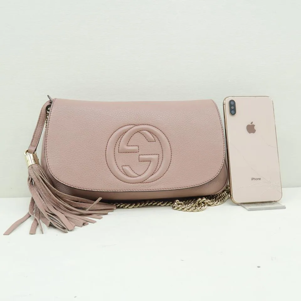 Gucci Soho Chain Nude Calfskin Pink Cross Body Bag