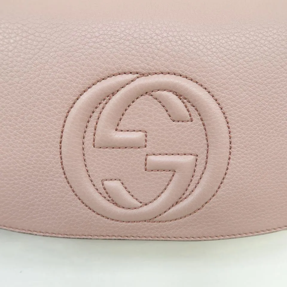 Gucci Soho Chain Nude Calfskin Pink Cross Body Bag