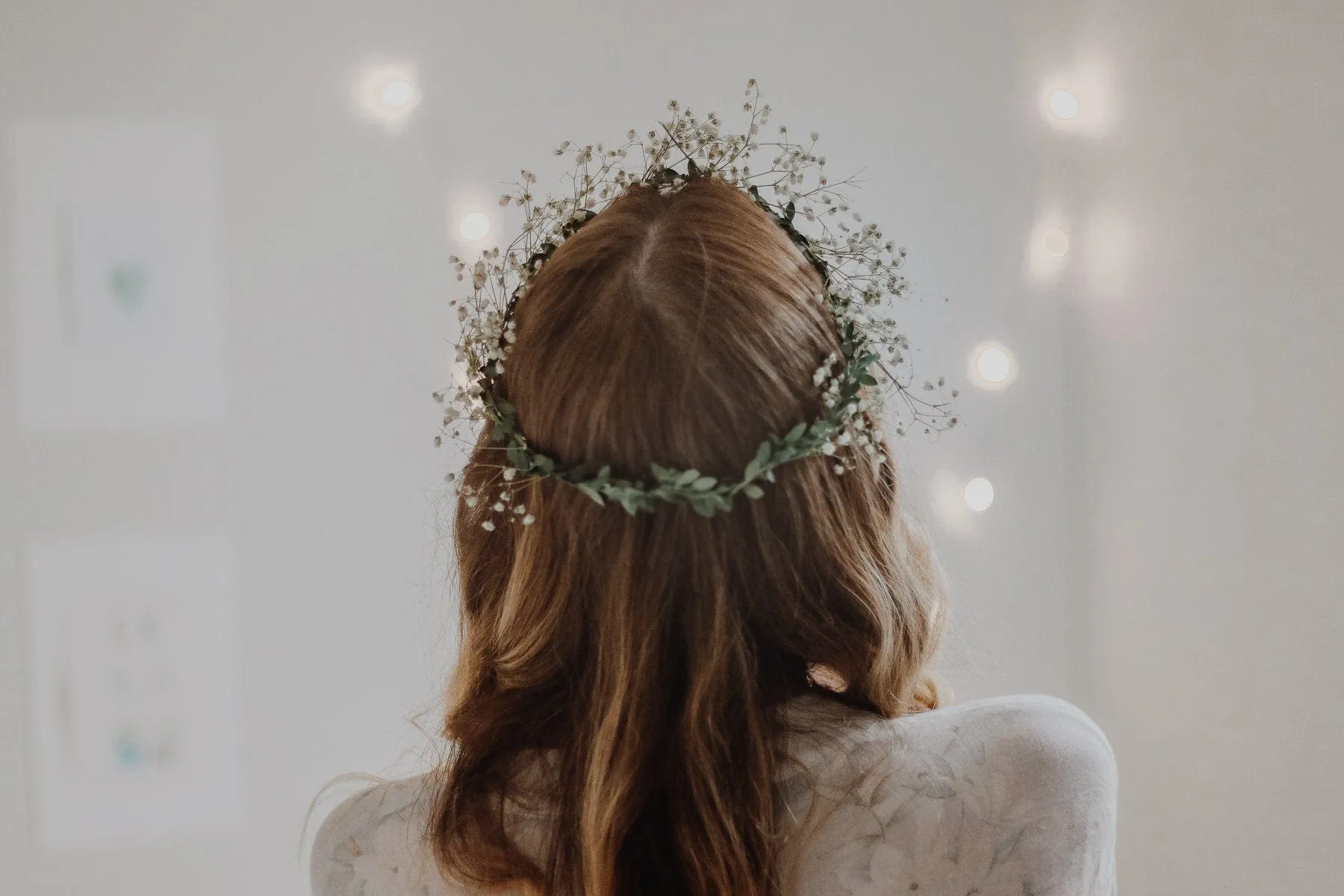 Gypsohila (baby's breath) Dried Flower Crown, Bridal Crown, Ivy Hair crown, Dried flower bridesmaid wreath, Wedding crown, Gypsophila crown